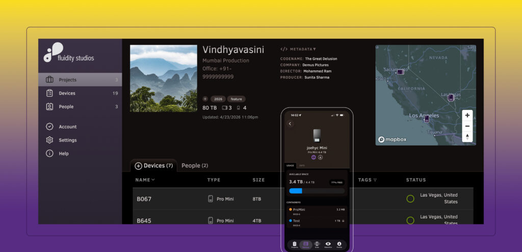 iodyne cloud Fleet Management Dashboard view with iOS app overlay