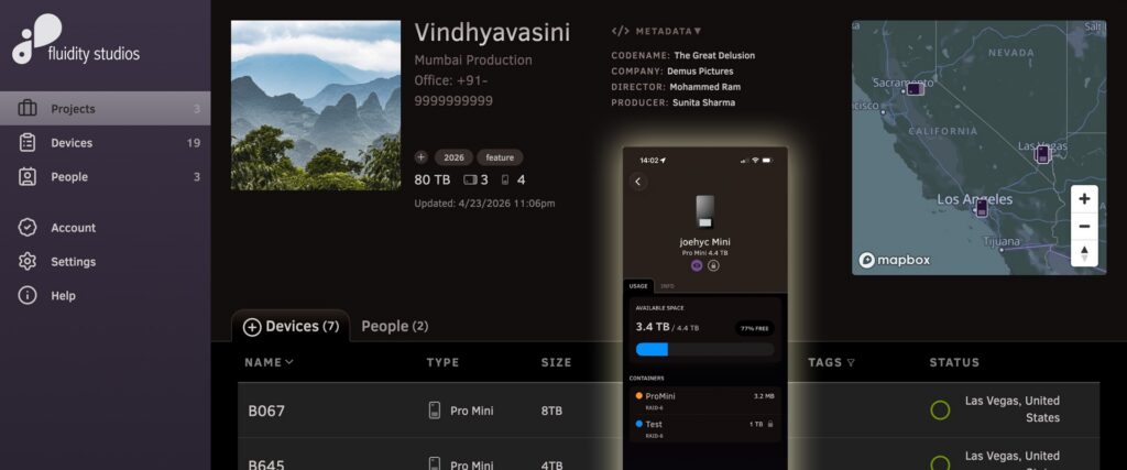 iodyne cloud Fleet Management Dashboard view with iOS app overlay