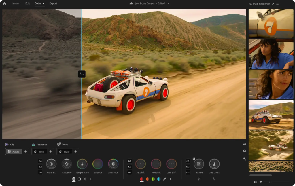User interface of Adobe Premiere Color Mode