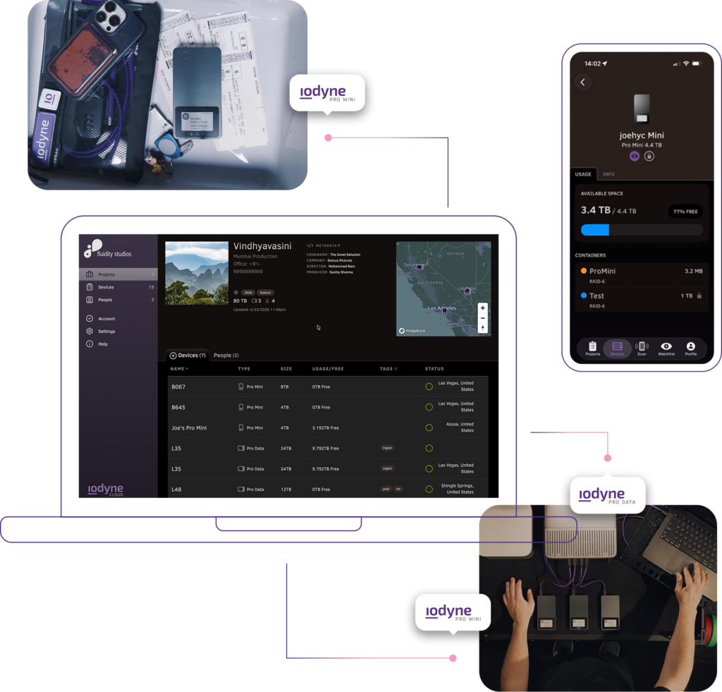 Dashboard UI showing its connection to real life hard drives it's managing