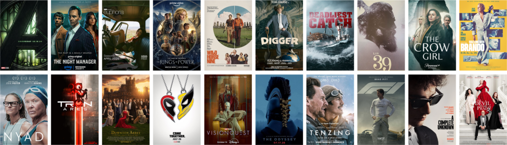 a collection of movie and tv posters